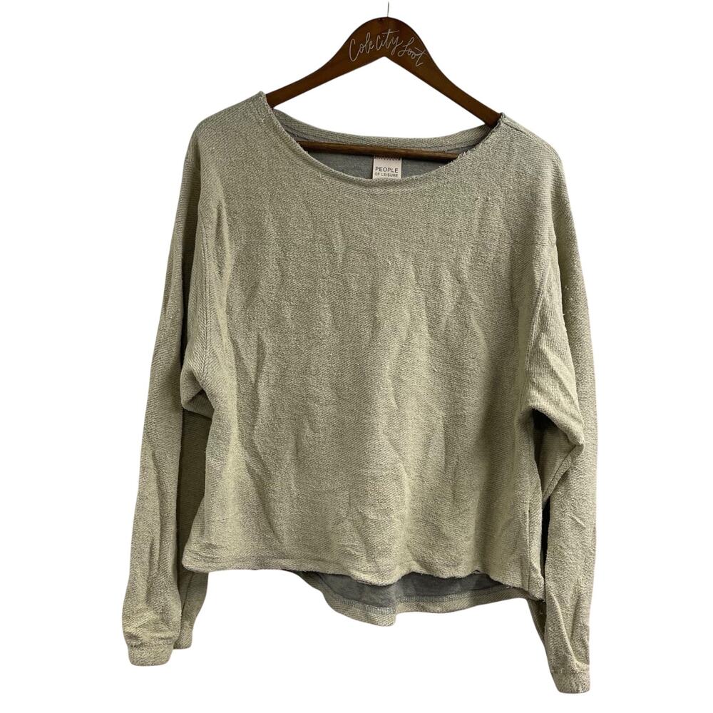 People Of Leisure Sweatshirt Organic Cotton Gray Terry Knit Large